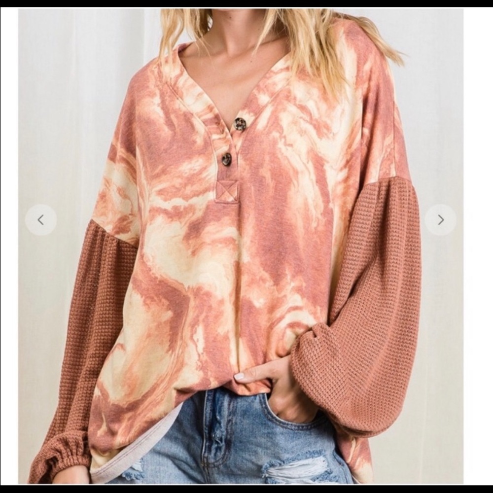 🆕 Marble Contrast Color Block Top❤️